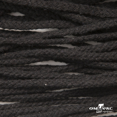 Шнур плетеный d-6 мм круглый, 70% хлопок 30% полиэстер, уп.90+/-1 м, цв.1078-черный - купить в Брянске. Цена: 588 руб.
