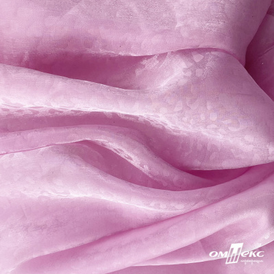 Плательная органза вытравка,100% полиэстр, шир. 150 см, #606 цв.-розовый - купить в Брянске. Цена 380.73 руб.