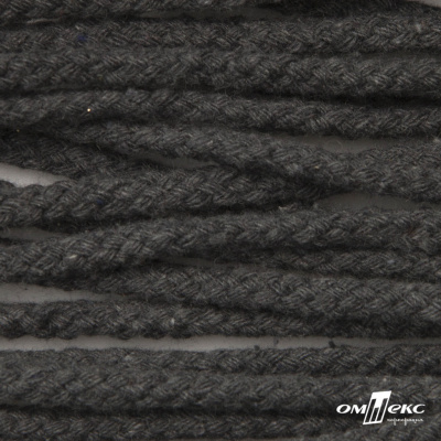 Шнур плетеный d-6 мм круглый, 70% хлопок 30% полиэстер, уп.90+/-1 м, цв.1088-т.серый - купить в Брянске. Цена: 588 руб.
