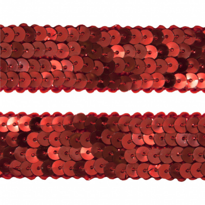 Тесьма с пайетками 3, шир. 20 мм/уп. 25+/-1 м, цвет красный - купить в Брянске. Цена: 778.19 руб.