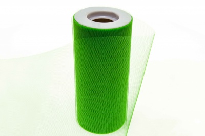 Фатин в шпульках 16-146, 10 гр/м2, шир. 15 см (в нам. 25+/-1 м), цвет зелёный - купить в Брянске. Цена: 100.69 руб.
