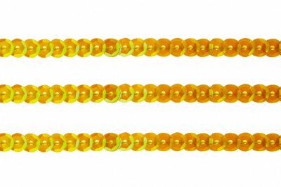 Пайетки "ОмТекс" на нитях, CREAM, 6 мм С / упак.73+/-1м, цв. 92 - золото - купить в Брянске. Цена: 484.77 руб.