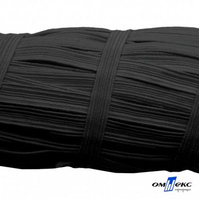 Резиновые нити с текстильным покрытием, шир. 6 мм (55 м/уп), цв.-черный - купить в Брянске. Цена: 210.75 руб.