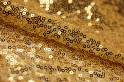 Сетка с пайетками №6, 188 гр/м2, шир.130см, цвет золото - купить в Брянске. Цена 371.02 руб.