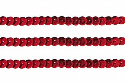Пайетки "ОмТекс" на нитях, SILVER-BASE, 6 мм С / упак.73+/-1м, цв. 3 - красный - купить в Брянске. Цена: 468.37 руб.