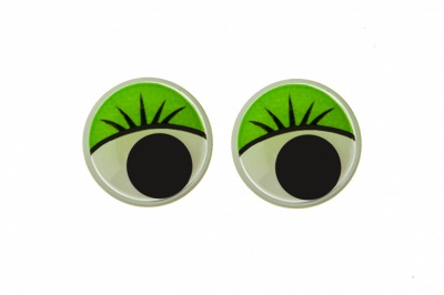 Глазки для игрушек, круглые, с бегающими зрачками, 15 мм/упак.50+/-2 шт, цв. -зеленый - купить в Брянске. Цена: 113.01 руб.