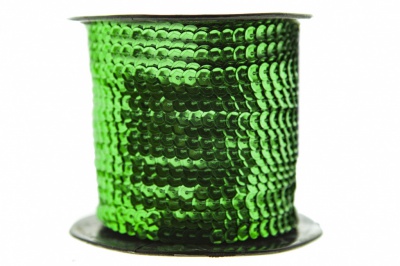 Пайетки "ОмТекс" на нитях, SILVER-BASE, 6 мм С / упак.73+/-1м, цв. 4 - зеленый - купить в Брянске. Цена: 484.77 руб.
