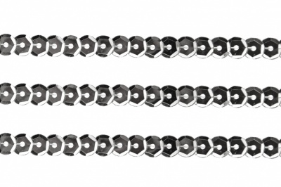 Пайетки "ОмТекс" на нитях, SILVER-BASE, 6 мм С / упак.73+/-1м, цв. 1 - серебро - купить в Брянске. Цена: 468.37 руб.