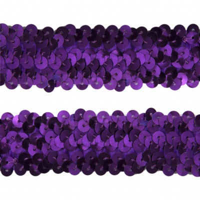 Тесьма с пайетками 12, шир. 30 мм/уп. 25+/-1 м, цвет фиолет - купить в Брянске. Цена: 1 098.48 руб.