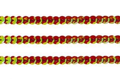 Пайетки "ОмТекс" на нитях, CREAM, 6 мм С / упак.73+/-1м, цв. 96 - красный - купить в Брянске. Цена: 484.77 руб.