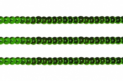 Пайетки "ОмТекс" на нитях, SILVER-BASE, 6 мм С / упак.73+/-1м, цв. 4 - зеленый - купить в Брянске. Цена: 484.77 руб.