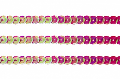Пайетки "ОмТекс" на нитях, CREAM, 6 мм С / упак.73+/-1м, цв. 89 - розовый - купить в Брянске. Цена: 468.37 руб.